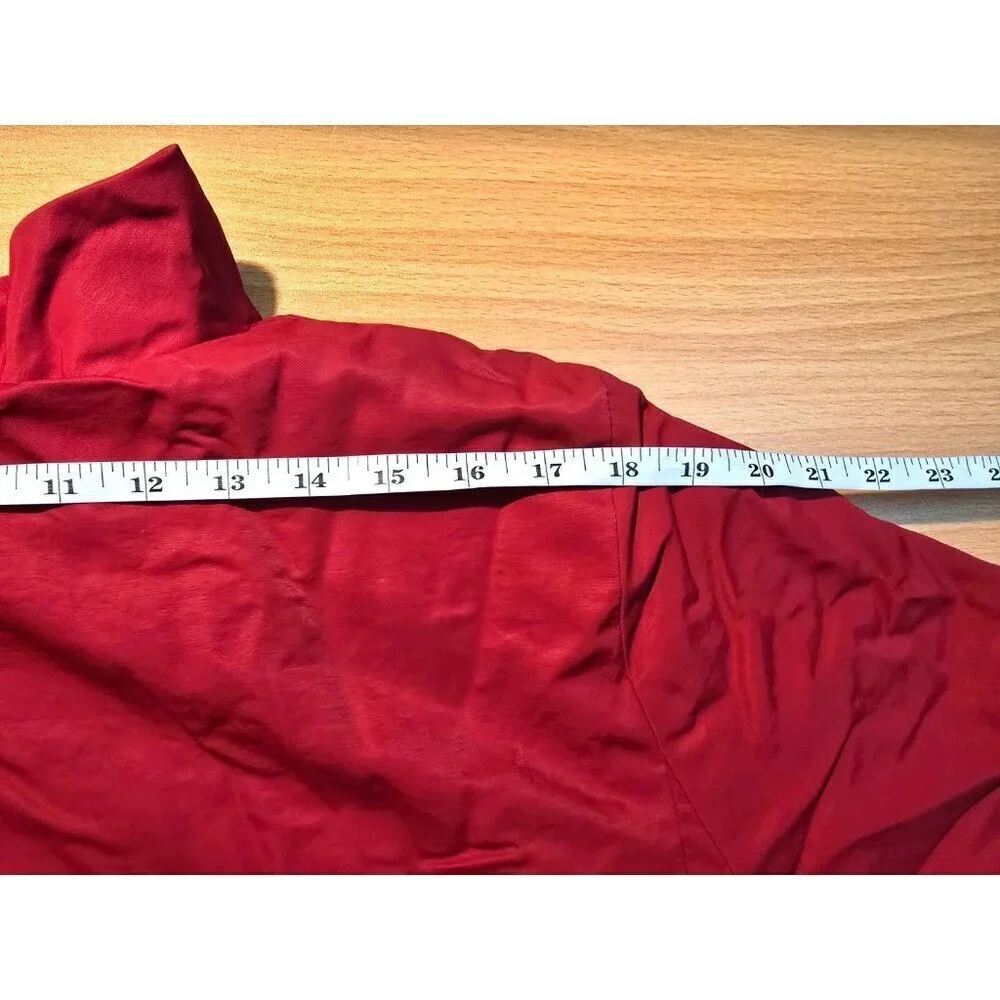 Eileen Fisher Womens sz L Red jacket long sleeve zipper collar pockets